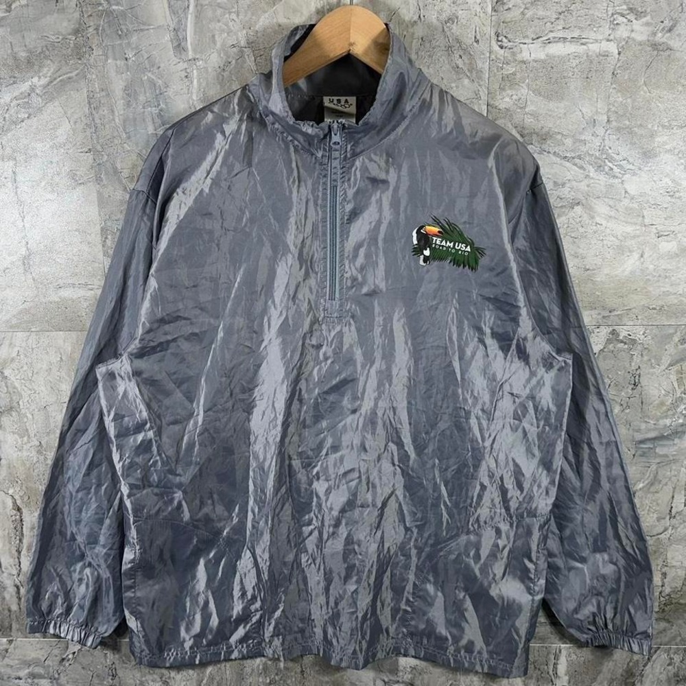 Team USA toucan grey quarter zip windbreaker jacket Mens Size L #athleticwear